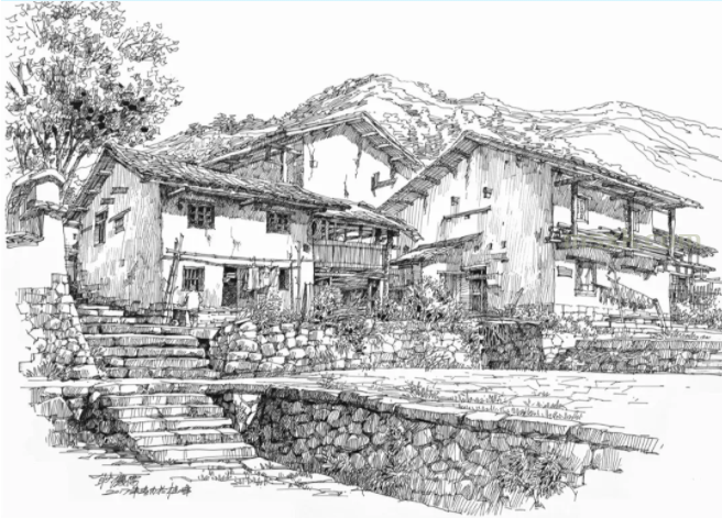 学画钢笔画（5）｜建筑画的画面层次与虚实处理