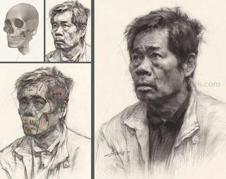 素描人像结构类型与复合运用