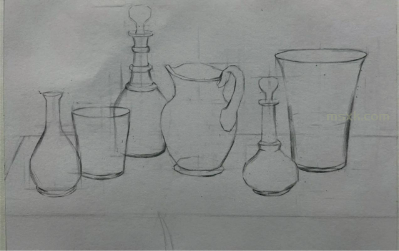 素描玻璃器皿技法步骤分析