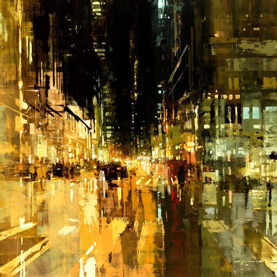 美国画家JeremyMann城市油画夜景作品